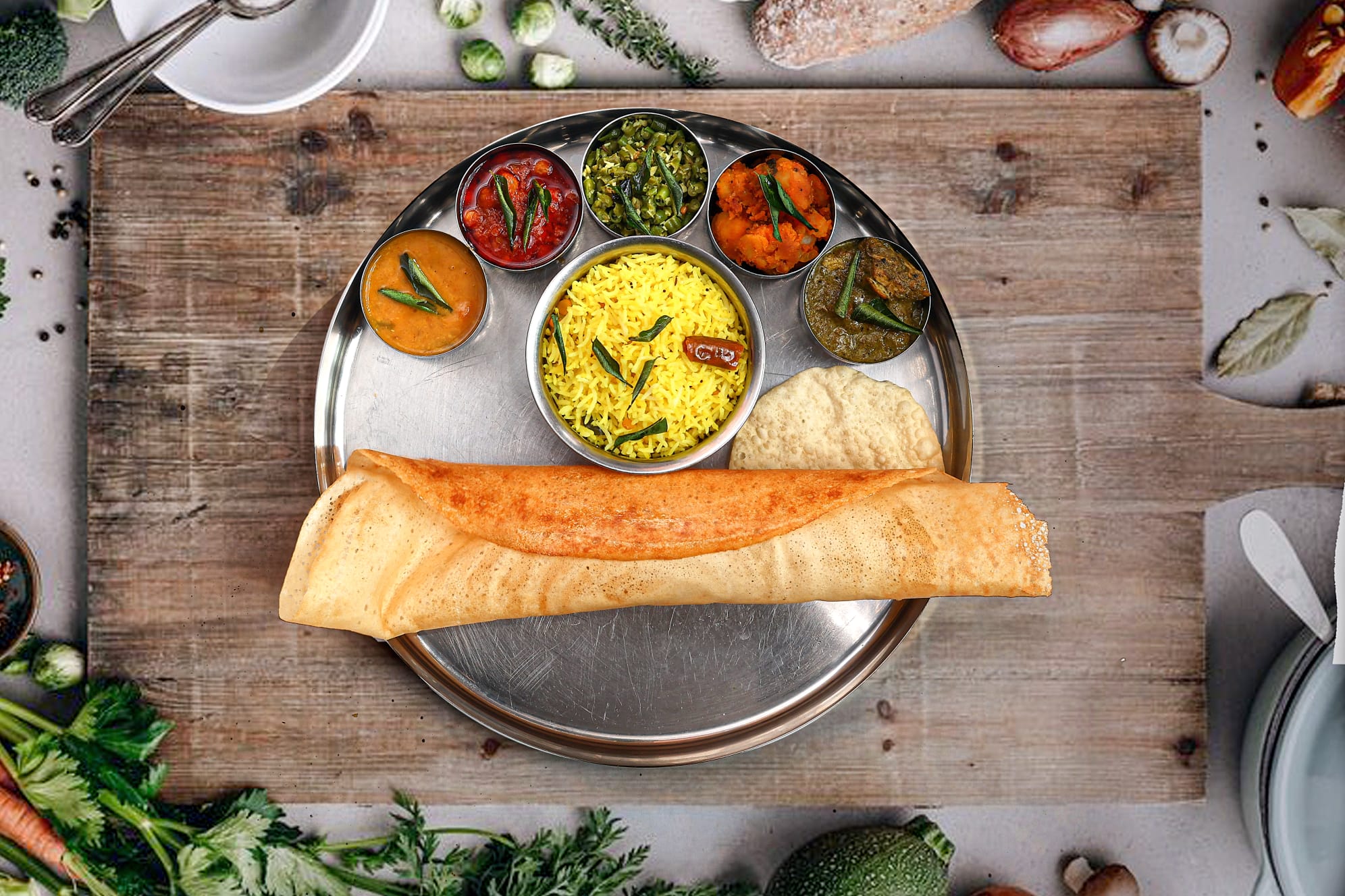 Delicious South Indian Express Lunch Thali